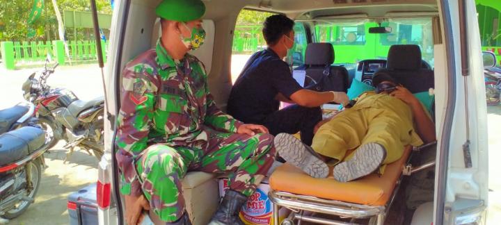  TMMD Bojonegoro, Bersama PMI Anggota Satgas Gelar Bakti Sosial Donor Darah